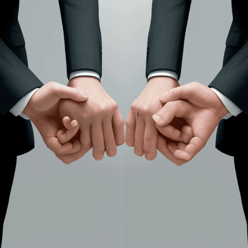 AI generated: Create an image of a confused executive executive holding out their two hands as if they are trying ...