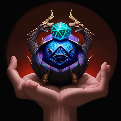 AI generated: draw me a hуad of the dragon, with body of the beast that holds a magic ball in one hand