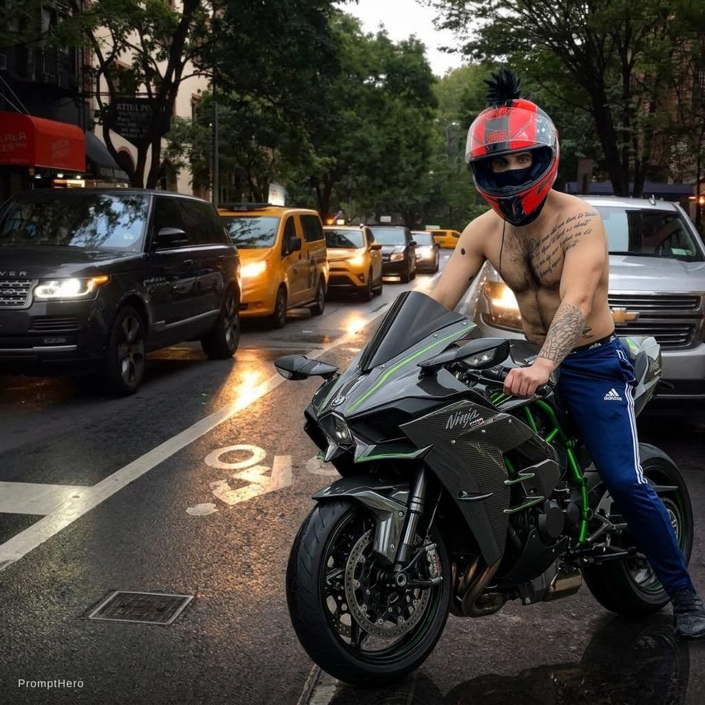 AI generated: Add me on the uploaded bike in the uploaded street