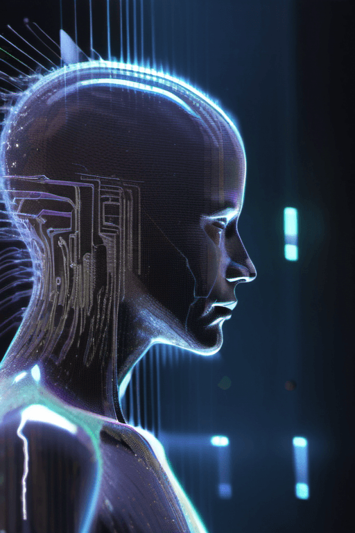 AI generated: digital art, hologram, bigdata, high technology, sound wave, digital landscape, neural network, Huma...