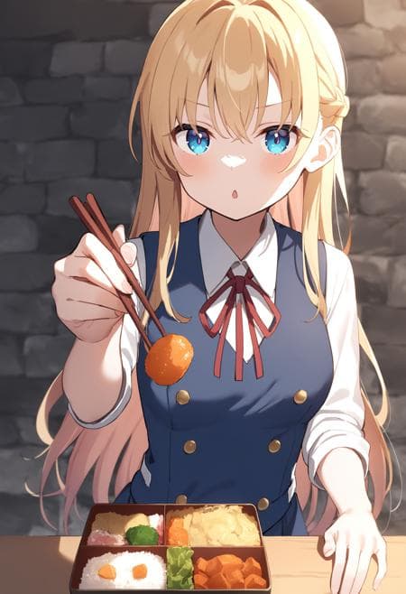 [SDXL&Pony] feeding / incoming food / あーん / 餌付け
