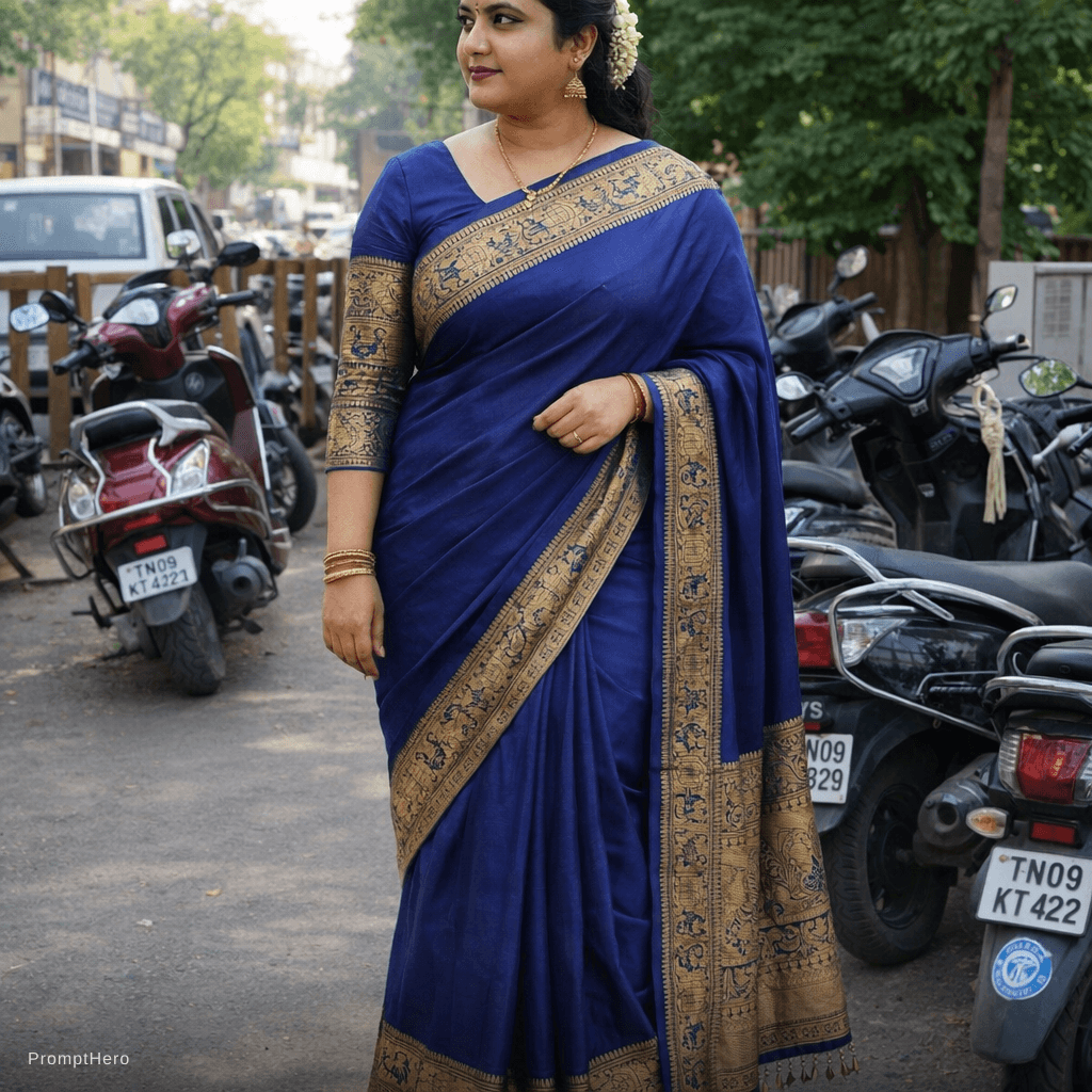 AI generated: Blue saree