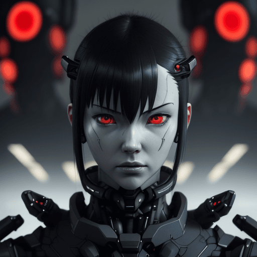 AI generated: 3d rendering, close-up, hyper detail front shot, focus to face, strange face with complex system equ...