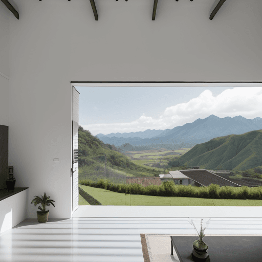 AI generated: Photo of a countryside house located in the San Joaquín Ecuador, inspired by the architectural style...