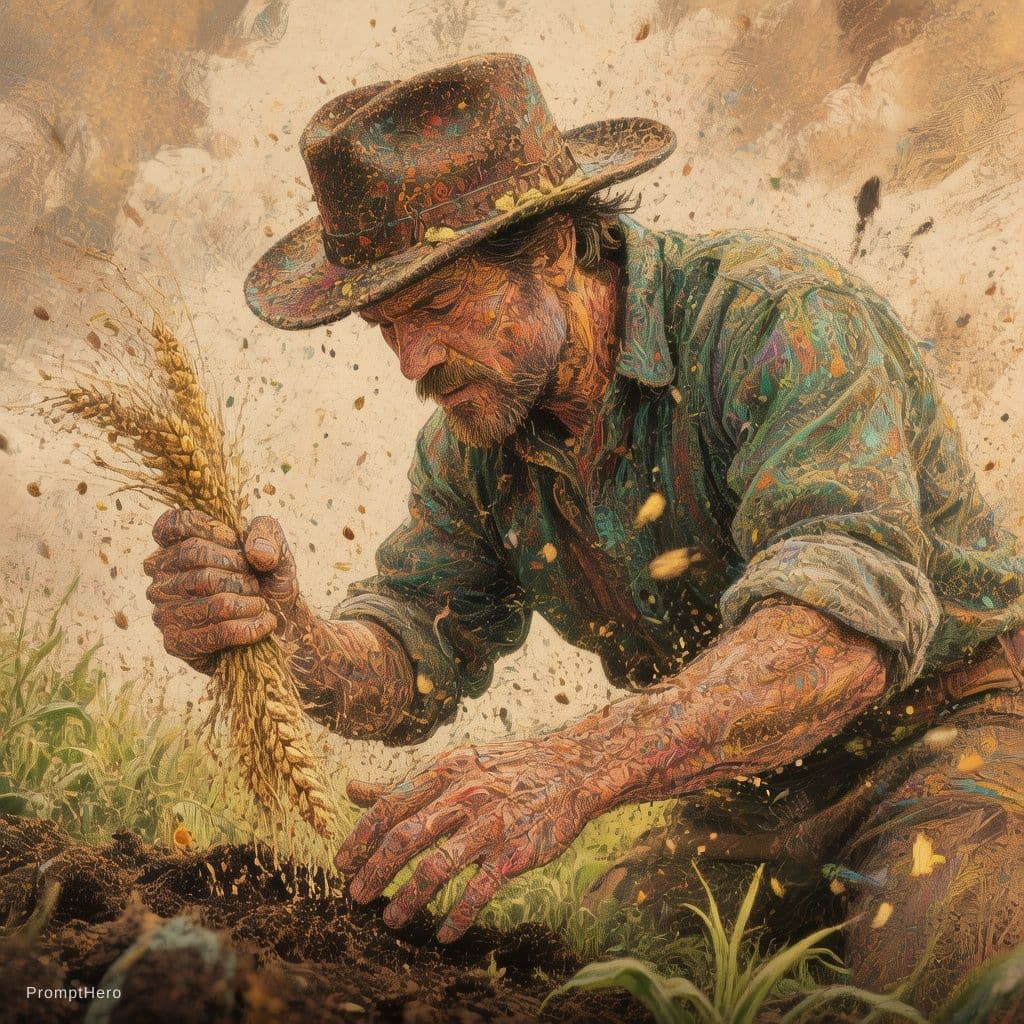 AI generated: Please create an illustration of the Greeners sowing the Nassan seeds
Subject: Hero character
• Medi...