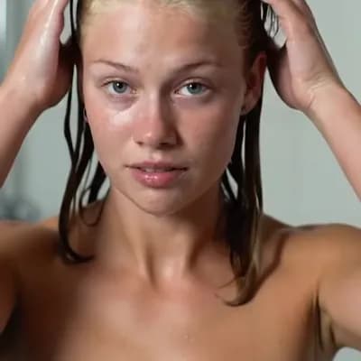 AI generated video: high quality view, 4K, front shot, upper body from from waist up, 18 year old Norwegian girl, in the...