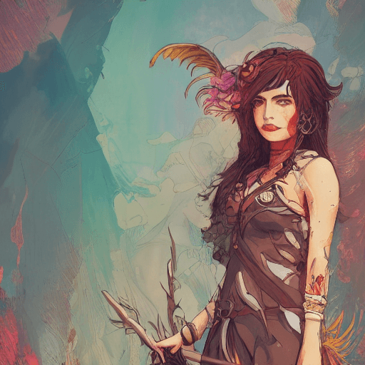 AI generated: witch| standing alone on hill|  full body portrait of portrait of a Amazon valkyrie athena| centered...