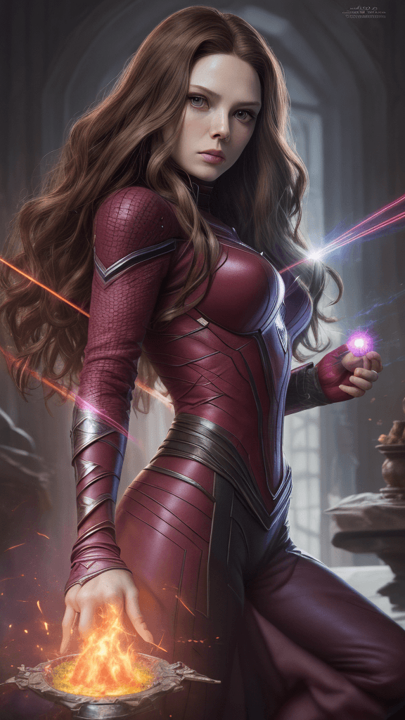 AI generated: (16k, best quality, master:1.2) HDR, Marvel Entertainment Art by, Scarlet Witch (AKA Wanda Django Ma...