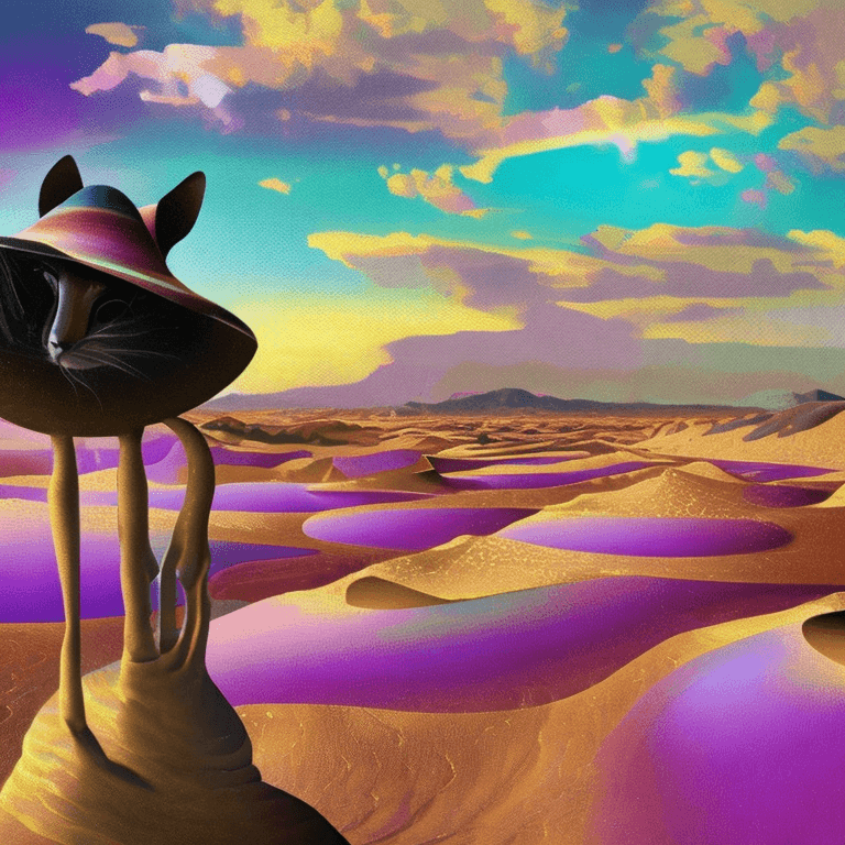 AI generated: illustration of a strange mysterious desolate desert with purple sand , painting like ,purpleish col...