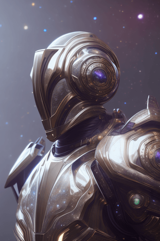 AI generated: dodecahedron multiverse galaxy armor, high fashion, galaxy background , t symmetrical artwork , hype...