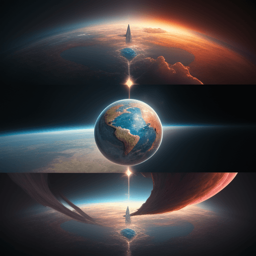 AI generated: a world within a world::5 fantasy art, shot from space, ultra detailed::3 heaven and hell::2