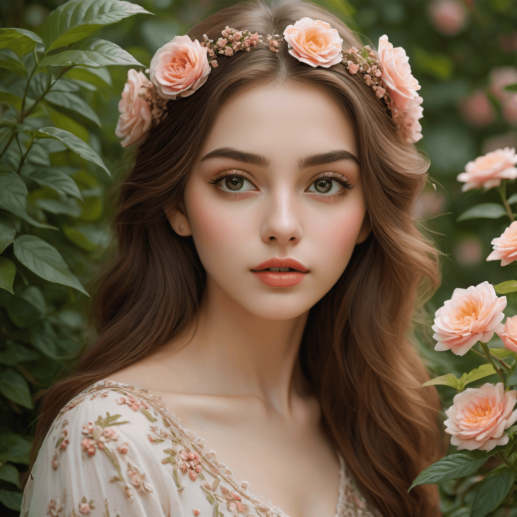 AI generated: (a girl in a garden, beautiful detailed eyes, beautiful detailed lips, extremely detailed eyes and f...