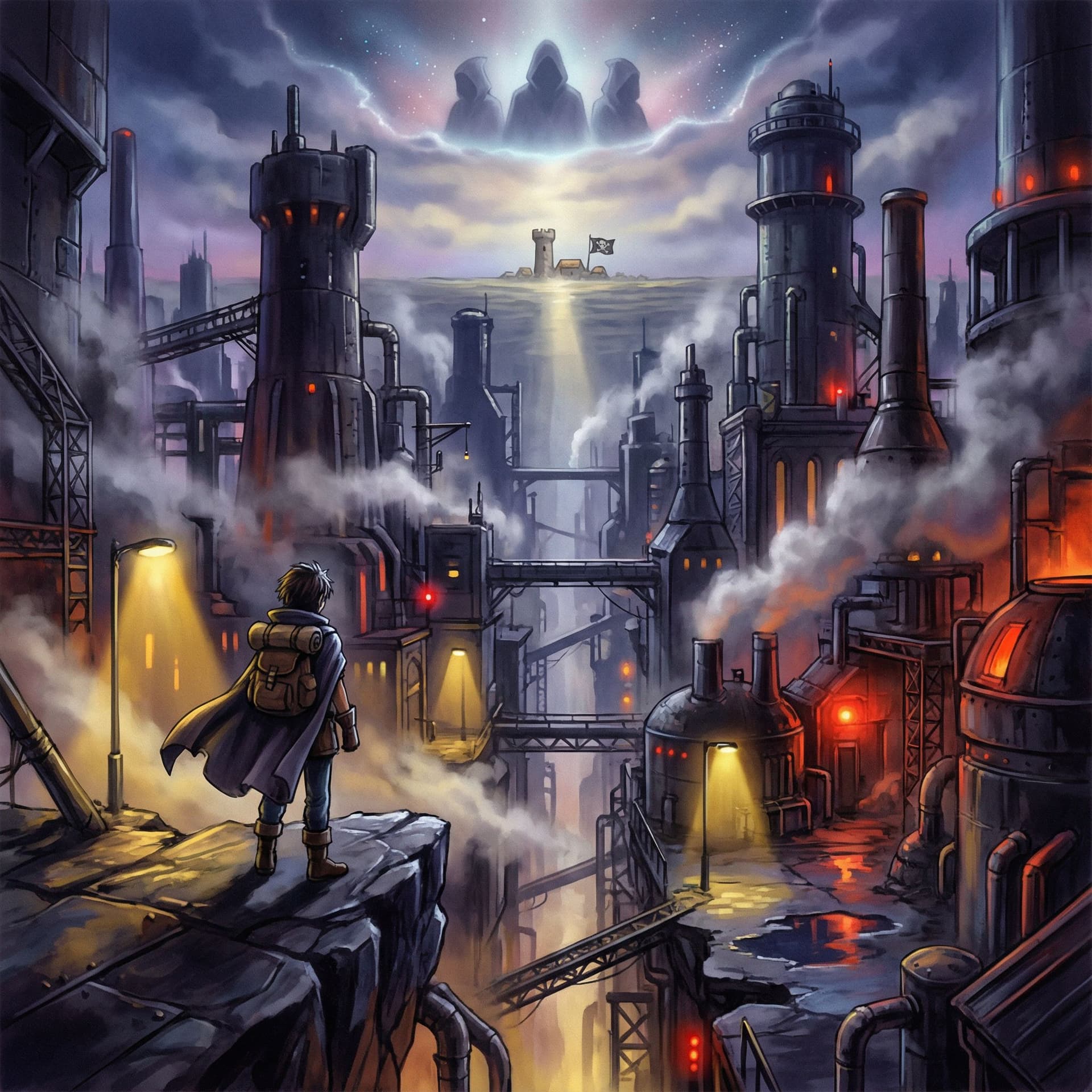 AI generated: Japanese 1990s RPG box art illustration,
 hand-painted airbrush art, romantic composition inspired b...
