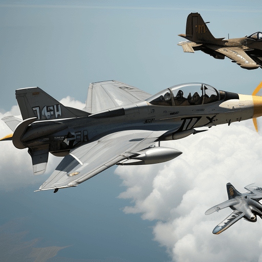 AI generated: F-14 flying next to P-51 Mustang