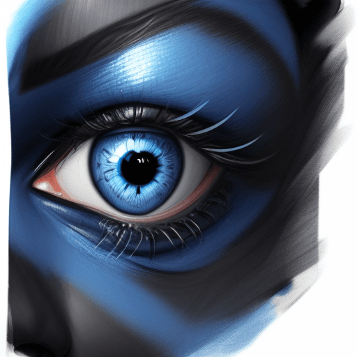 AI generated: high resolution panther half face blue and black realistic drawing 