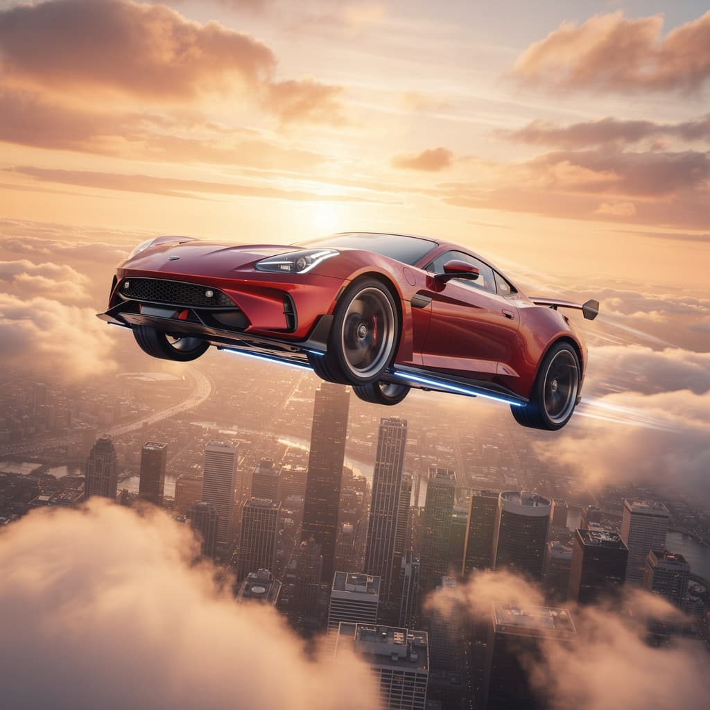 AI generated: Car flying 
