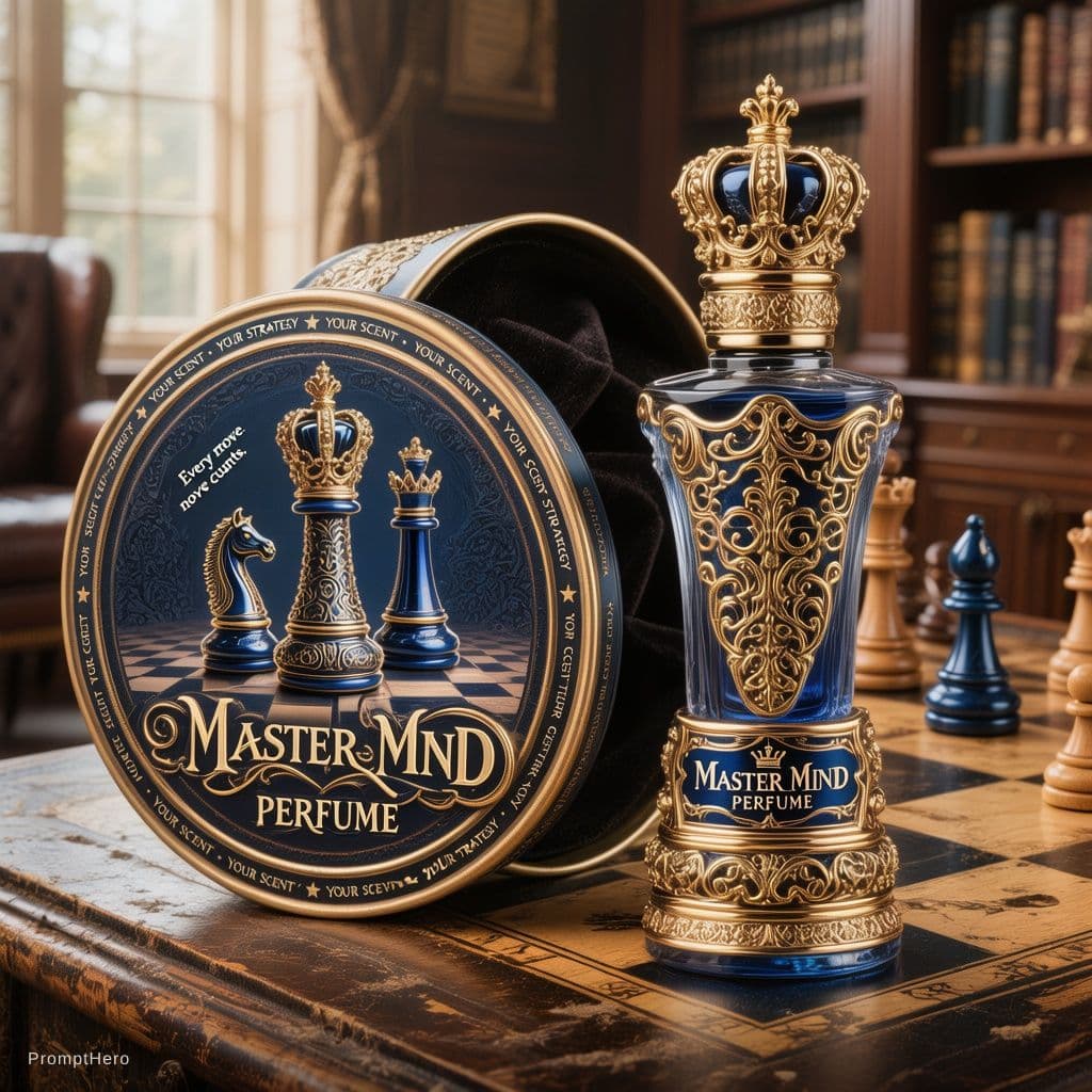 AI generated: A detailed photographic product-shot perspective image, featuring an ornate, dark blue and gold embo...