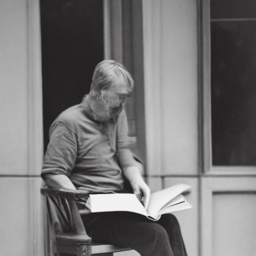 AI generated: a man reading a book in a chair