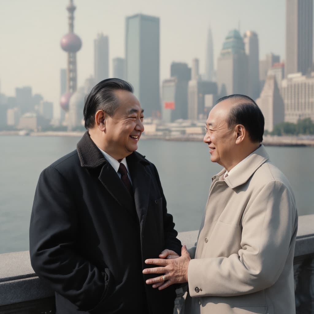 AI generated: Deng Xiaoping and John Lee meet on the banks of the Huangpu River in Shanghai