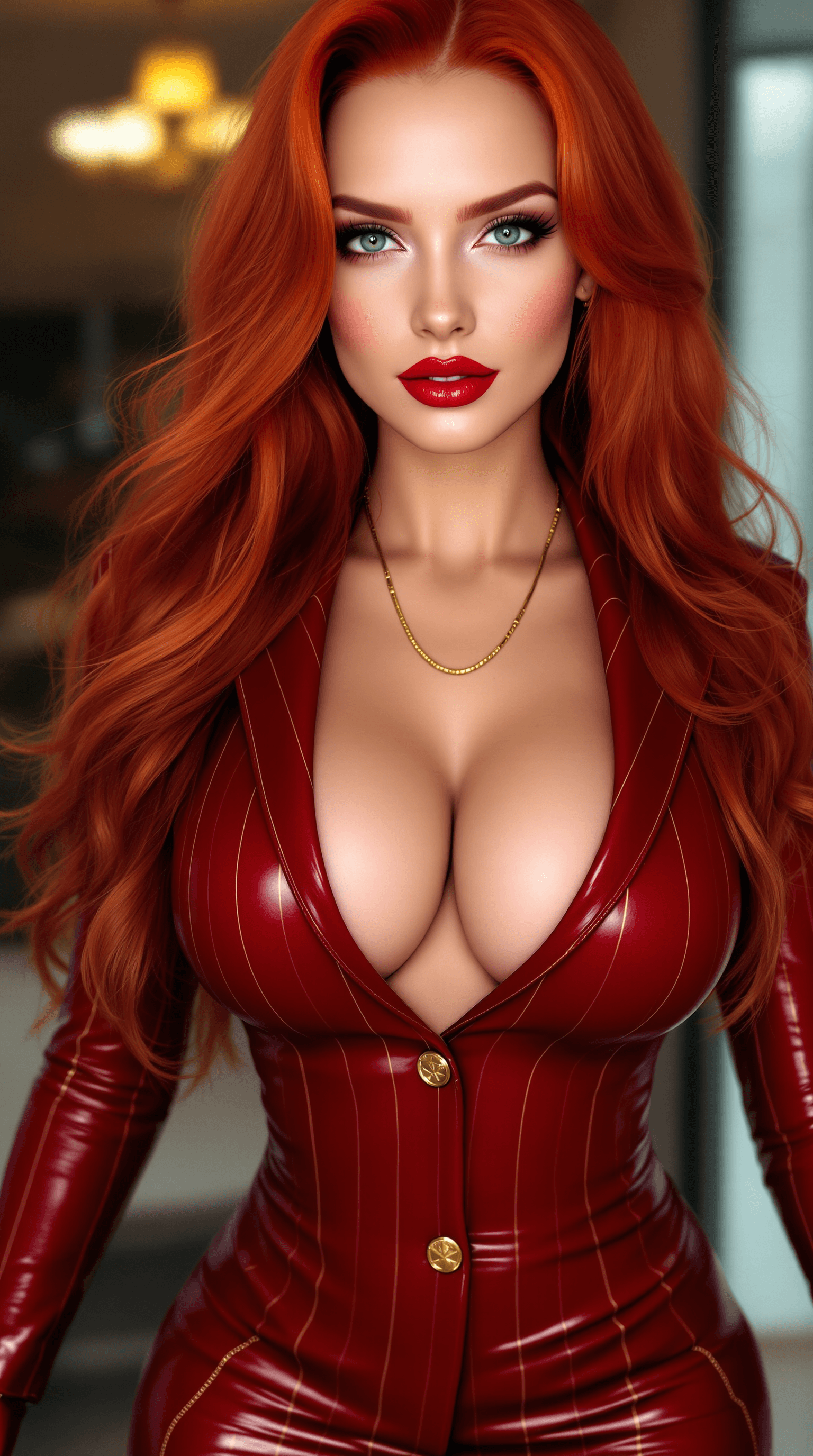 AI generated: (1girl), Jean Grey, {aka Dark Phoenix} (24 years old), Sexy Office Lady, jade green eyes, long hair,...
