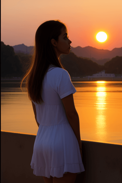 AI generated: Una chica observando el sol