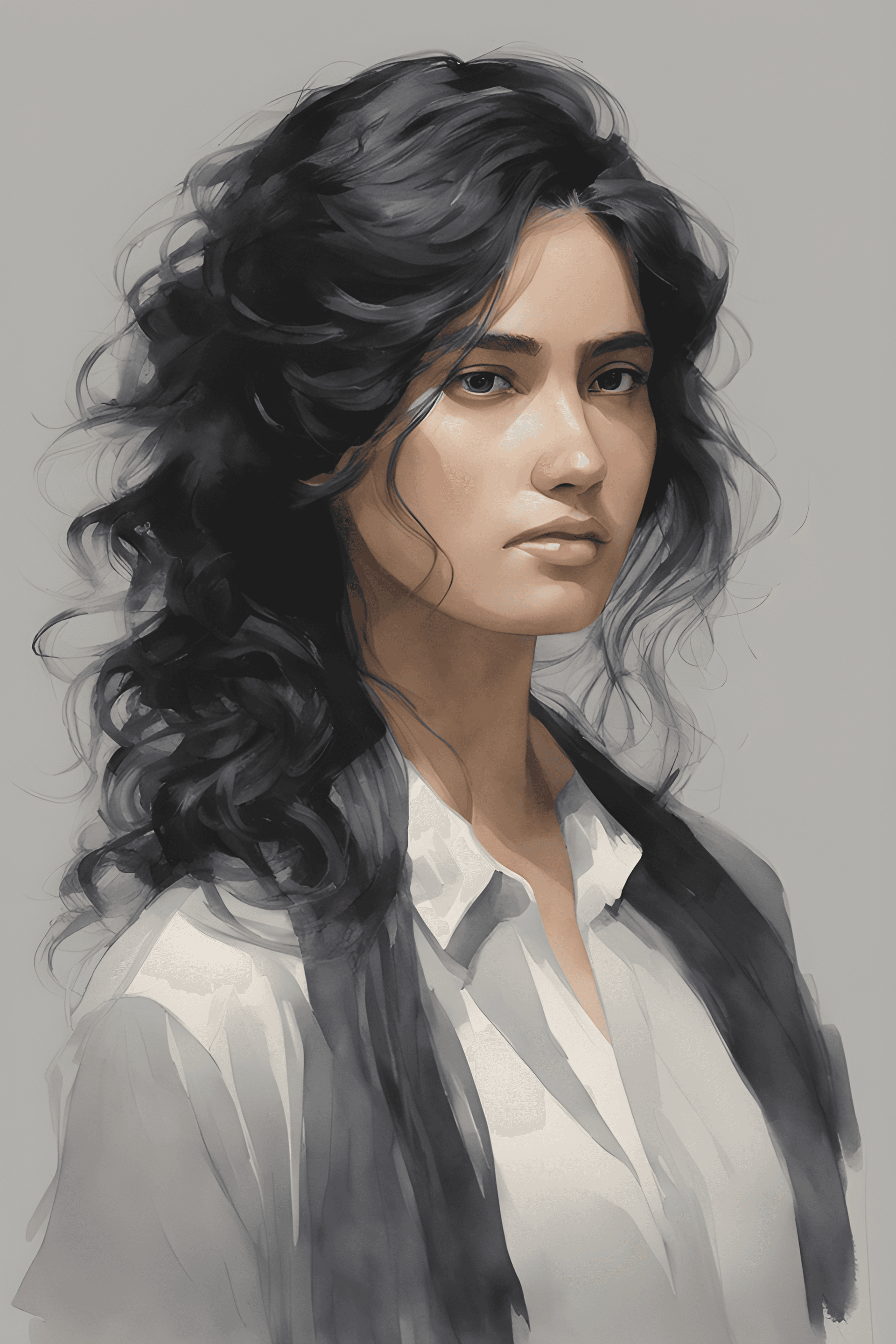 AI generated: (masterpiece, best quality:1.4), looking at viewer, 
(wavy hair:0.8), long hair, black hair, black ...