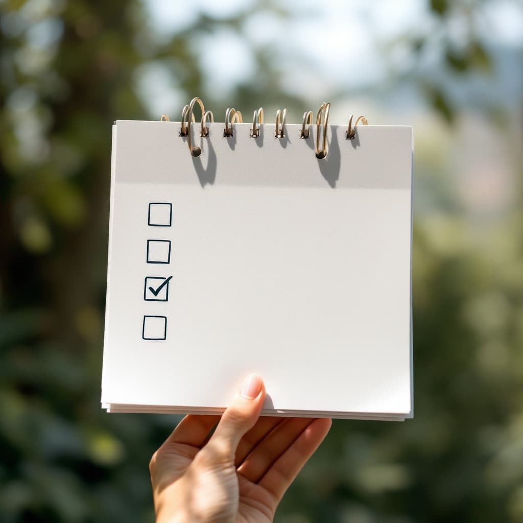 AI generated: A simple checklist or calendar with small icons for morning, afternoon, and evening practices Catego...