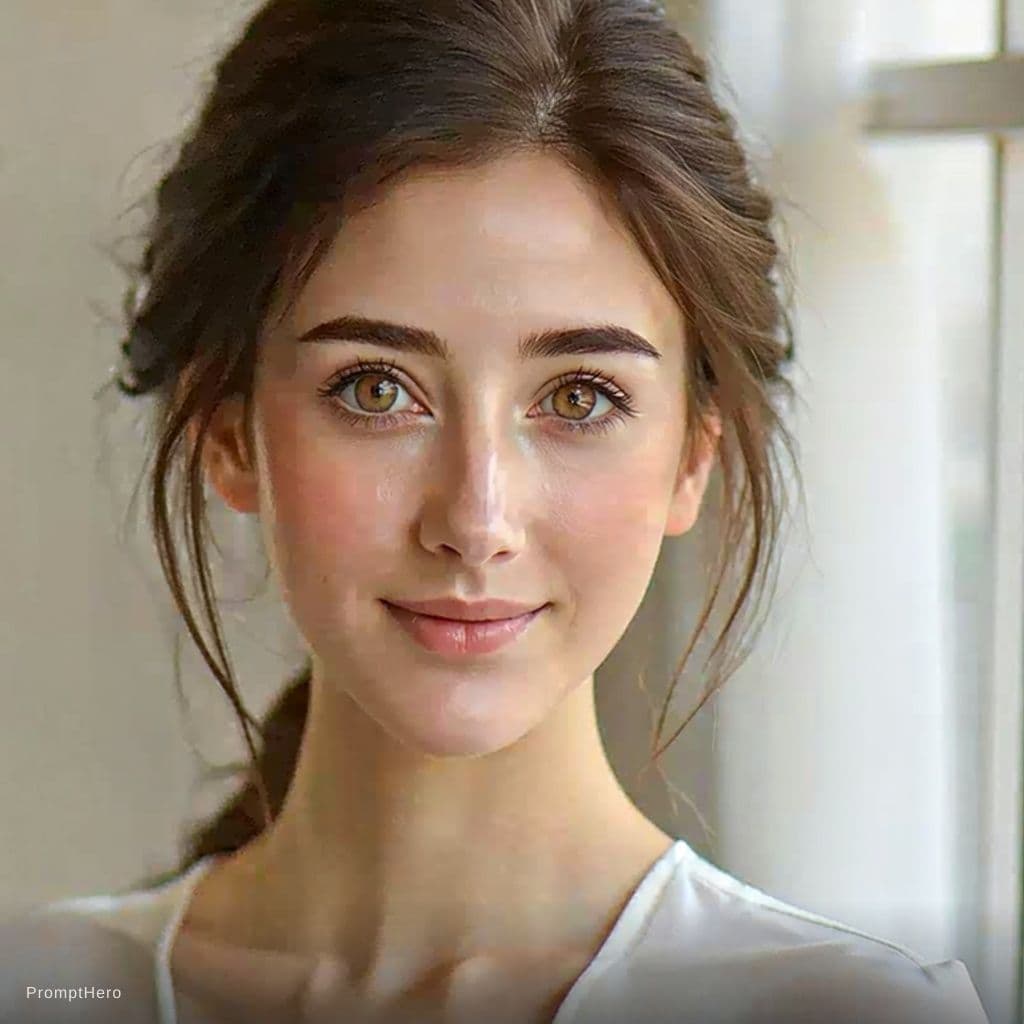 AI generated: Exact same woman as in the reference image, perfect face identity and features match, identical faci...