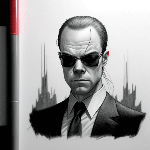 AI generated: Agent Smith pencil art