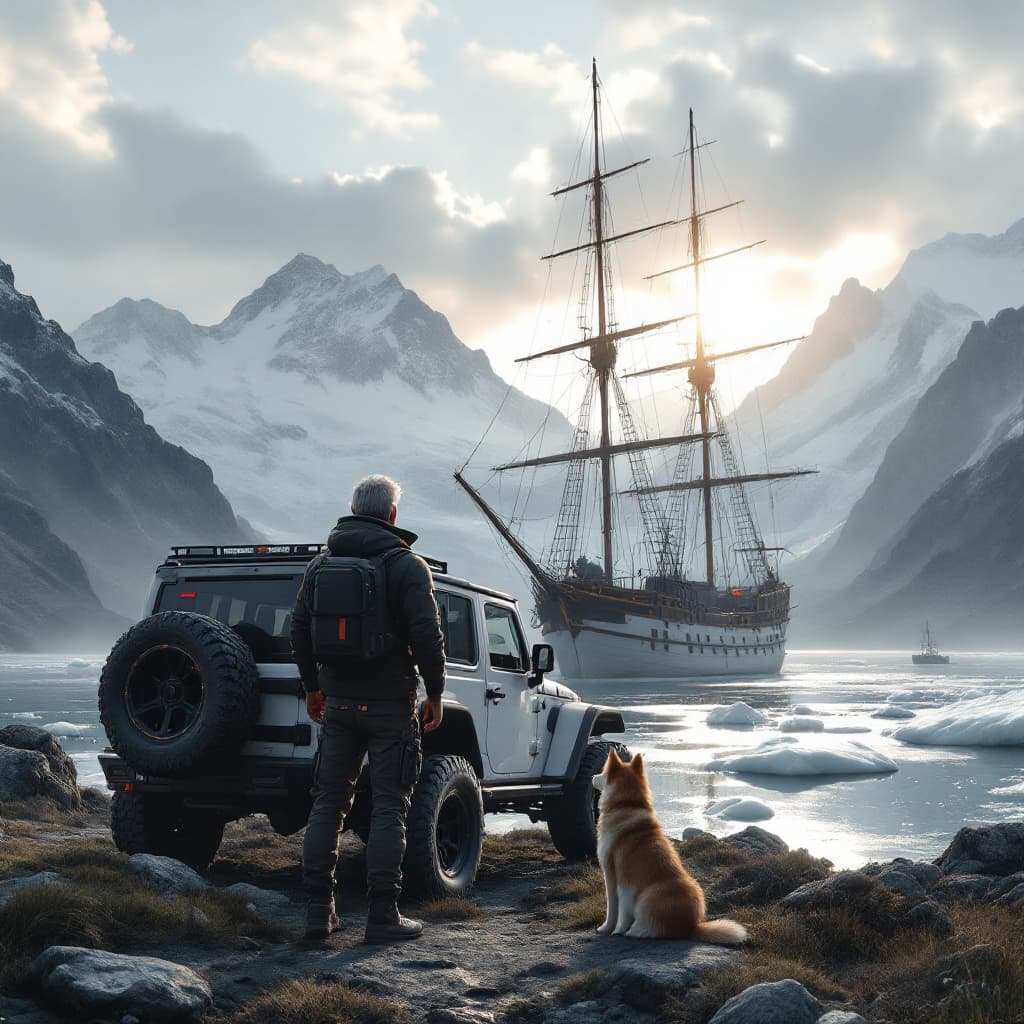 AI generated: Photo of a ultra realistic sailing ship, dramatic light, pale sunrise, cinematic lighting, battered,...