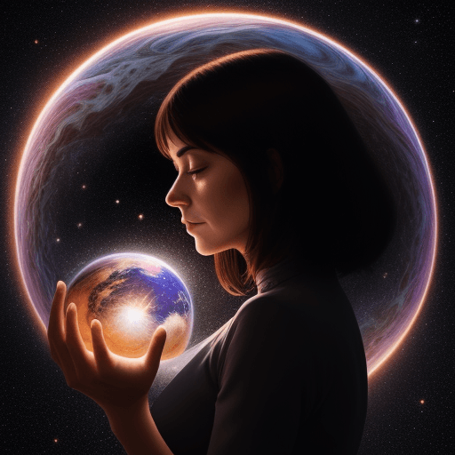 AI generated: woman holding the universe