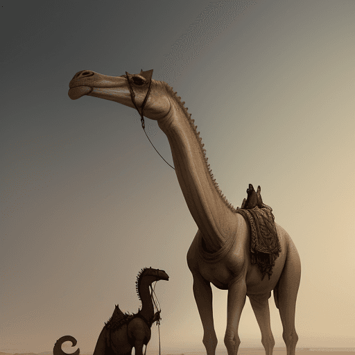 AI generated: a beautiful fantasy creature with a long neck, fantasy art, (camel:0.33), (dinosaur:0.25), painterly...