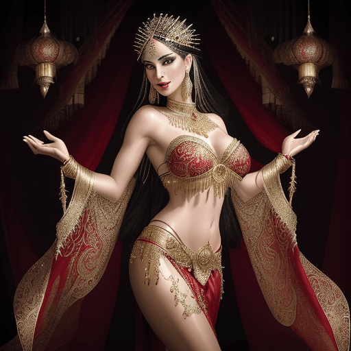 AI generated: 
I would like a high-resolution portrait of a super model beautiful 25 year old belly dancer wearing...