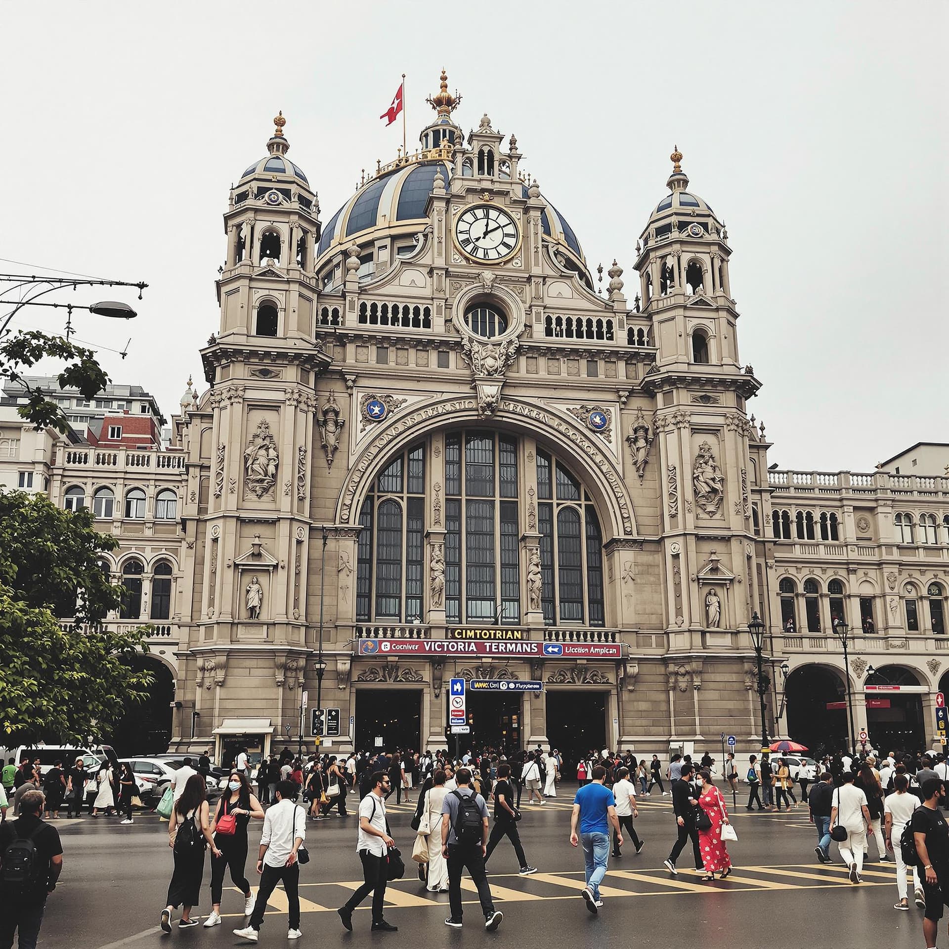 AI generated: consider victoria terminus in mumbai but in mordern style