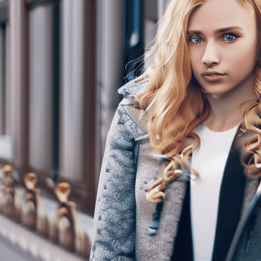 AI generated: professional portrait photograph of a gorgeous Norwegian girl in winter clothing with long wavy blon...