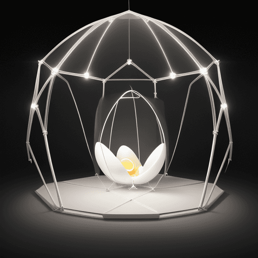 AI generated: "Behold a marvel of design—an egg-shaped tent structure that emanates an ethereal glow, inviting you...