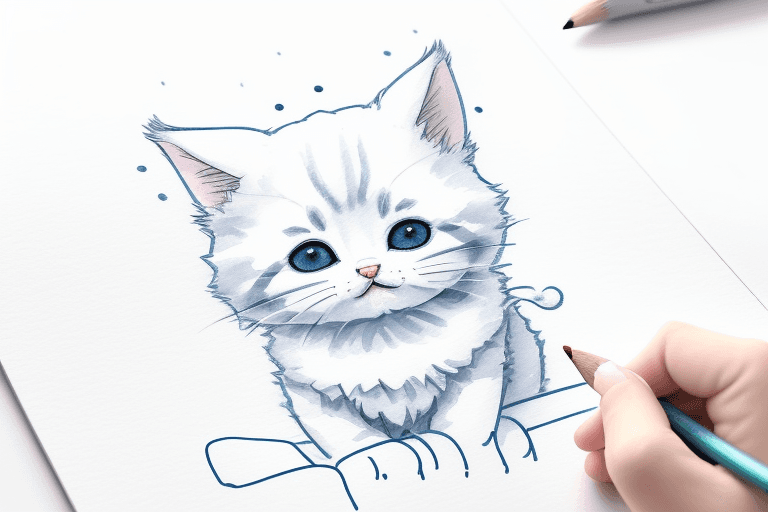 AI generated: Drawing on Christmas writing paper, cute Christmas, for coloring, kitten, cute, baby, Christmas, cut...
