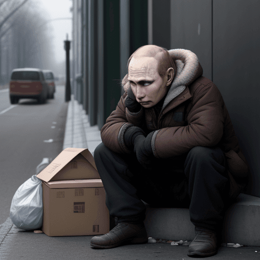 AI generated:  Putin homeless ,4 k , ultra HD 