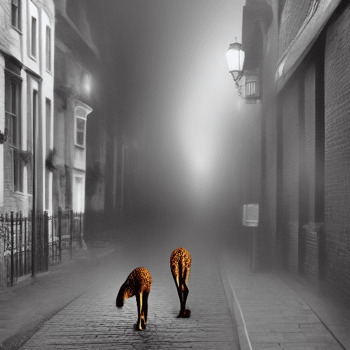 AI generated: a full body portrait of an anthropomorphic cheetah dressed as an English gentleman walking alone on ...