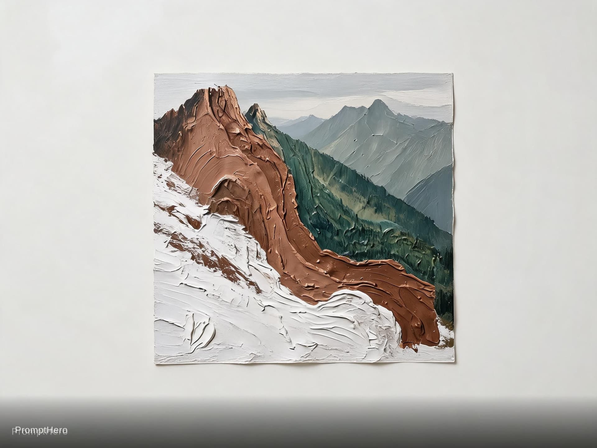 AI generated: A textured oil painting of a majestic mountain range, rendered with extreme depth and realism.

**Pr...