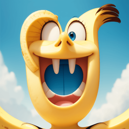 AI generated: Cartoon, Pixar Style smile banana, perfect composition, 8k,masterpiece,