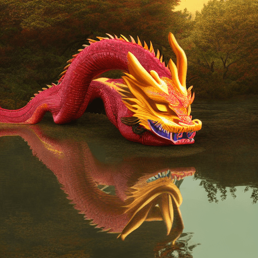 AI generated: Photo of a ultra realistic Chinese dragon sleeping in a lake, dramatic light, pale sunrise, cinemati...