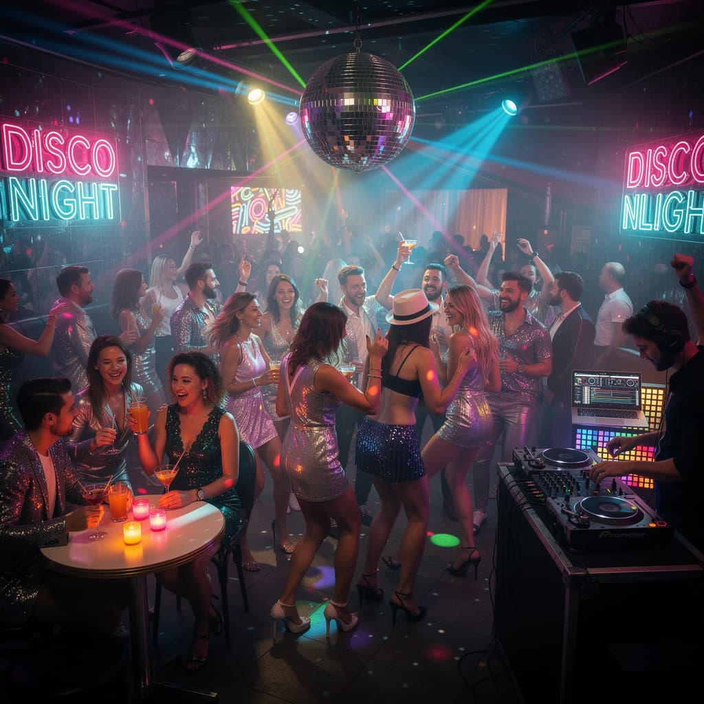AI generated: Having fun at disco club