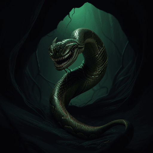 AI generated: Full body photo of a scary alien creature that looks like a snake with venom coming out from its mou...