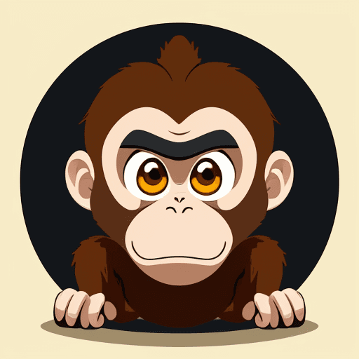 AI generated: vector illustration, cute monkey, angry, watching at camera, cartoon
