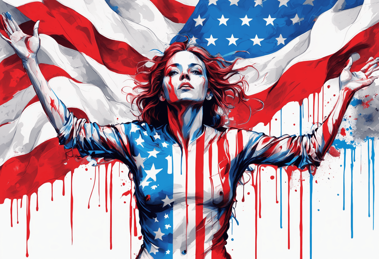 AI generated: let freedom ring all across America, (Red White and Blue theme:1.05), very patriotic scene. Freedom,...