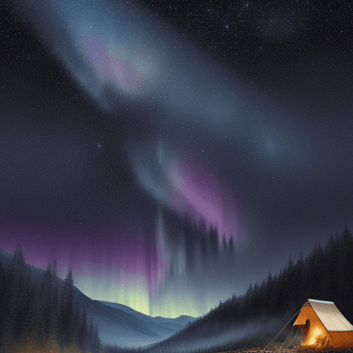 AI generated: Hyper realistic ground level watercolor template for magazine cover of night sky phenomena, comet, s...