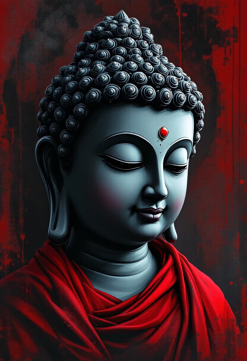 AI generated: portrait of lord buddha, in the style of street art aesthetic, cute cartoonish designs, photo-realis...