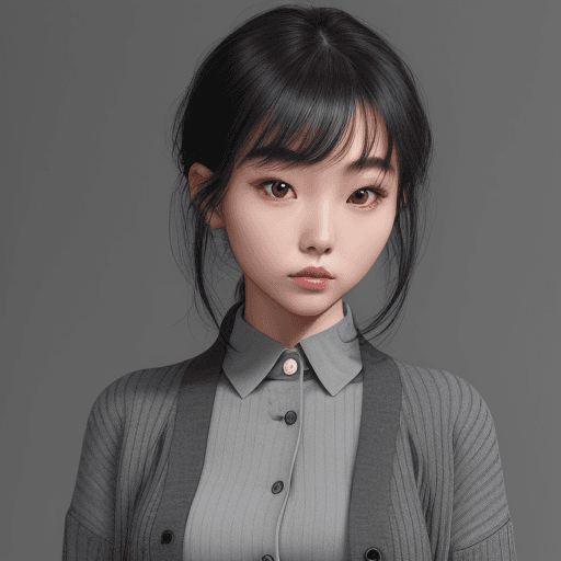 AI generated: Cardigan, dark charcoal color, young korean woman model, stylish hairstyle and make-up, gaze, the ca...