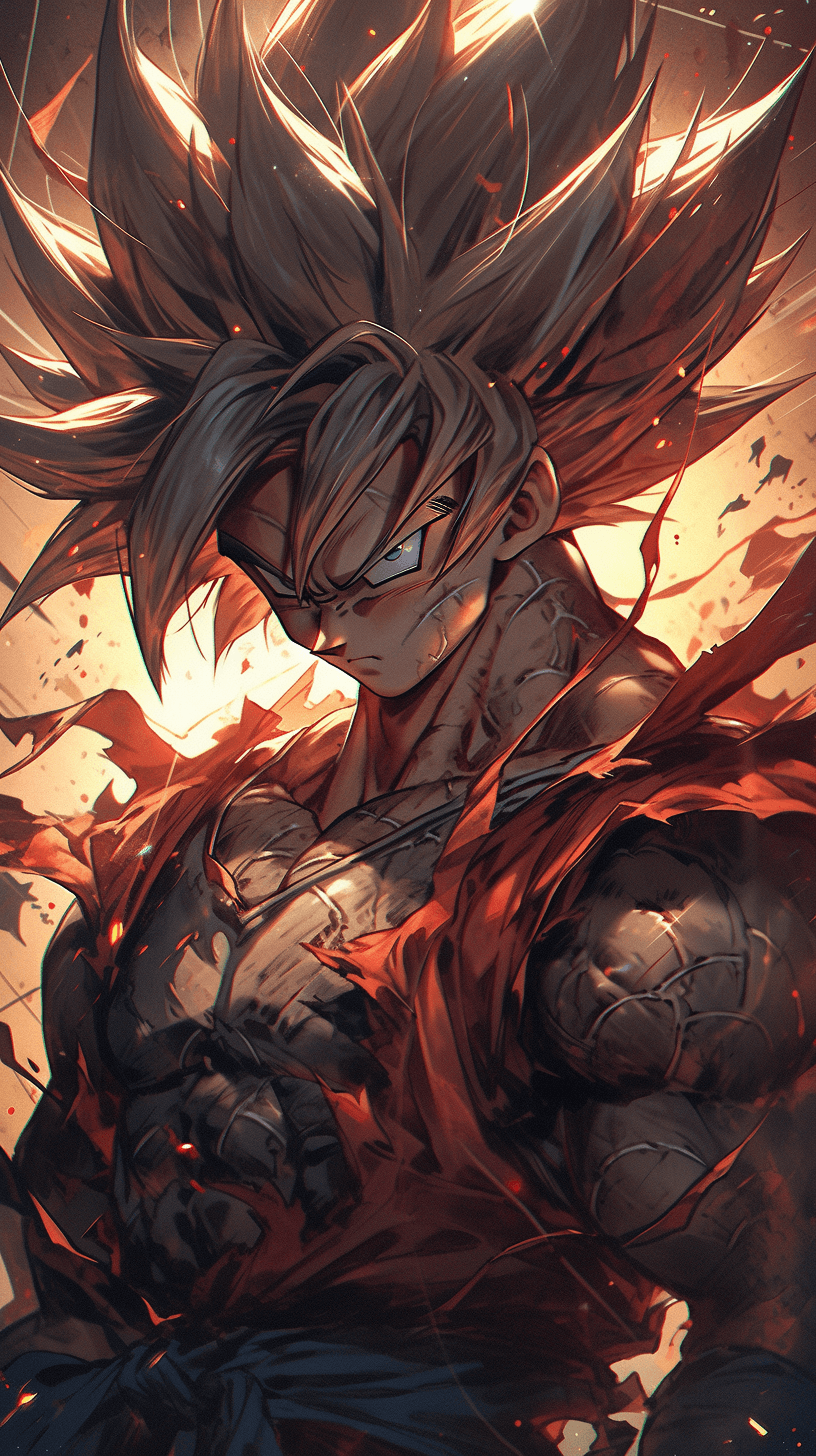 AI generated: dragon ball super wallpaper, in the style of dark yellow and dark beige, photo-realistic drawings, r...
